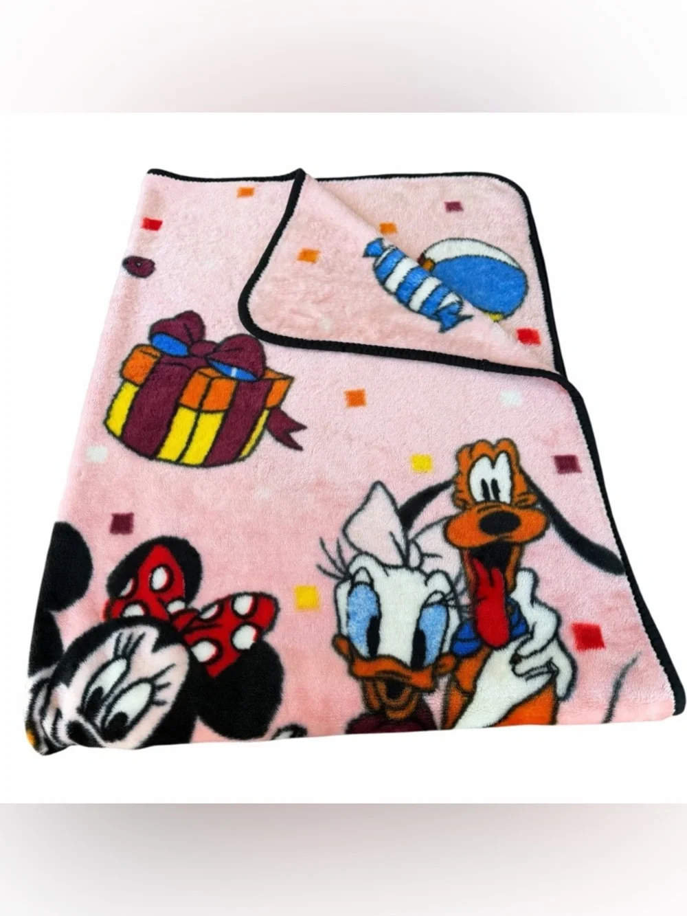 VTG Baby Mickey & Friends Plush Minky Blanket Minnie Daisy Goofy 61x85 Soft Nice